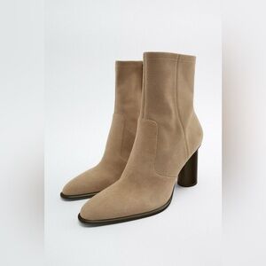 ZARA SUEDE HEELED ANKLE BOOTS